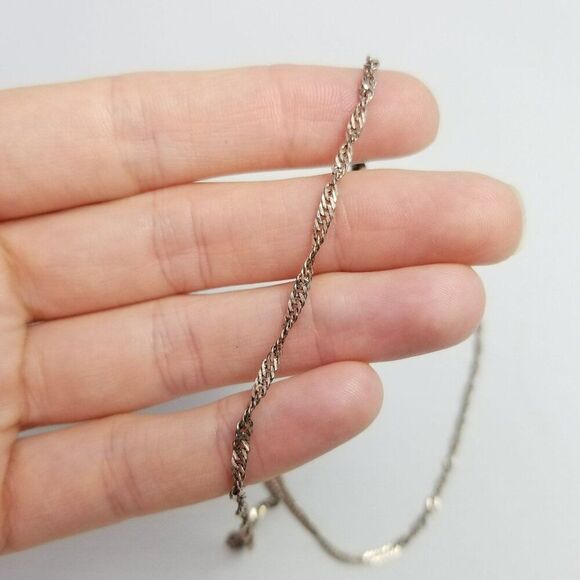 Vintage Sterling Silver Singapore Style Chain Necklace, Nice Length, Unisex - Picture 2 of 8